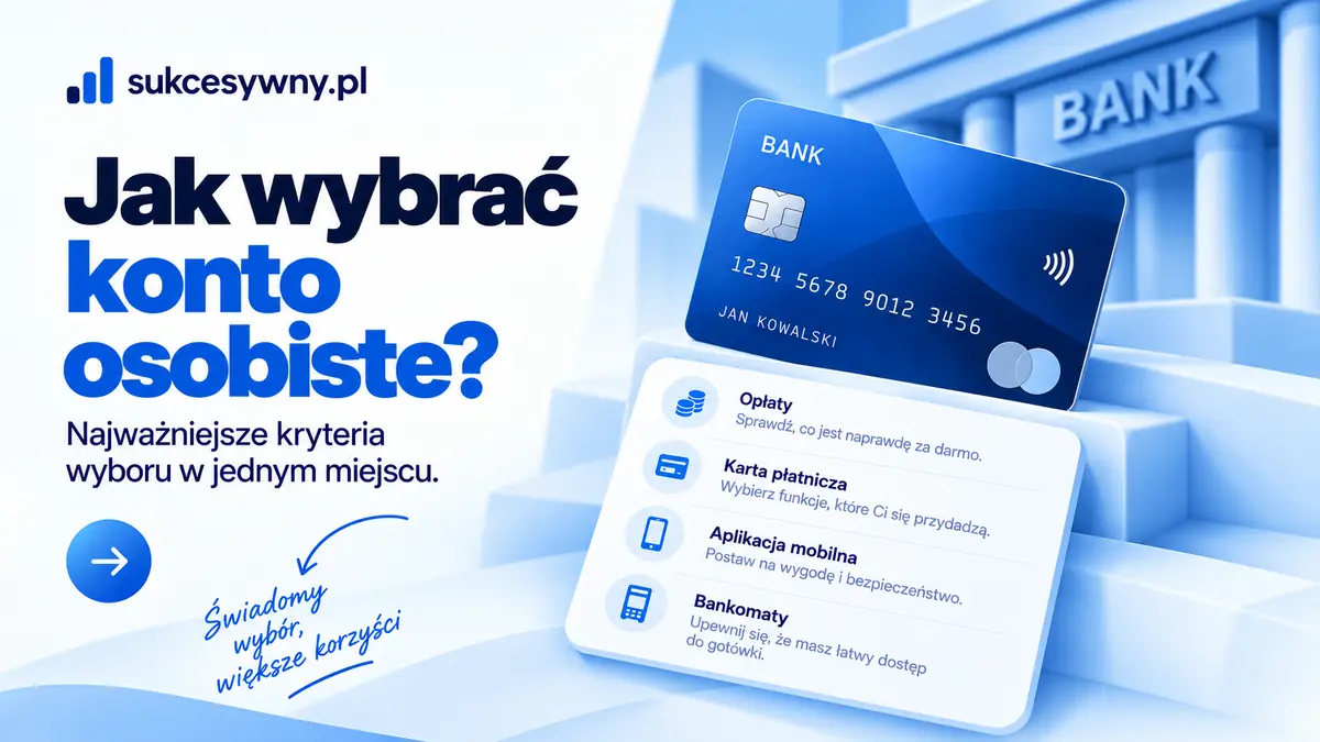 Wybór konta osobistego według opłat, karty, aplikacji i dostępności bankomatów.