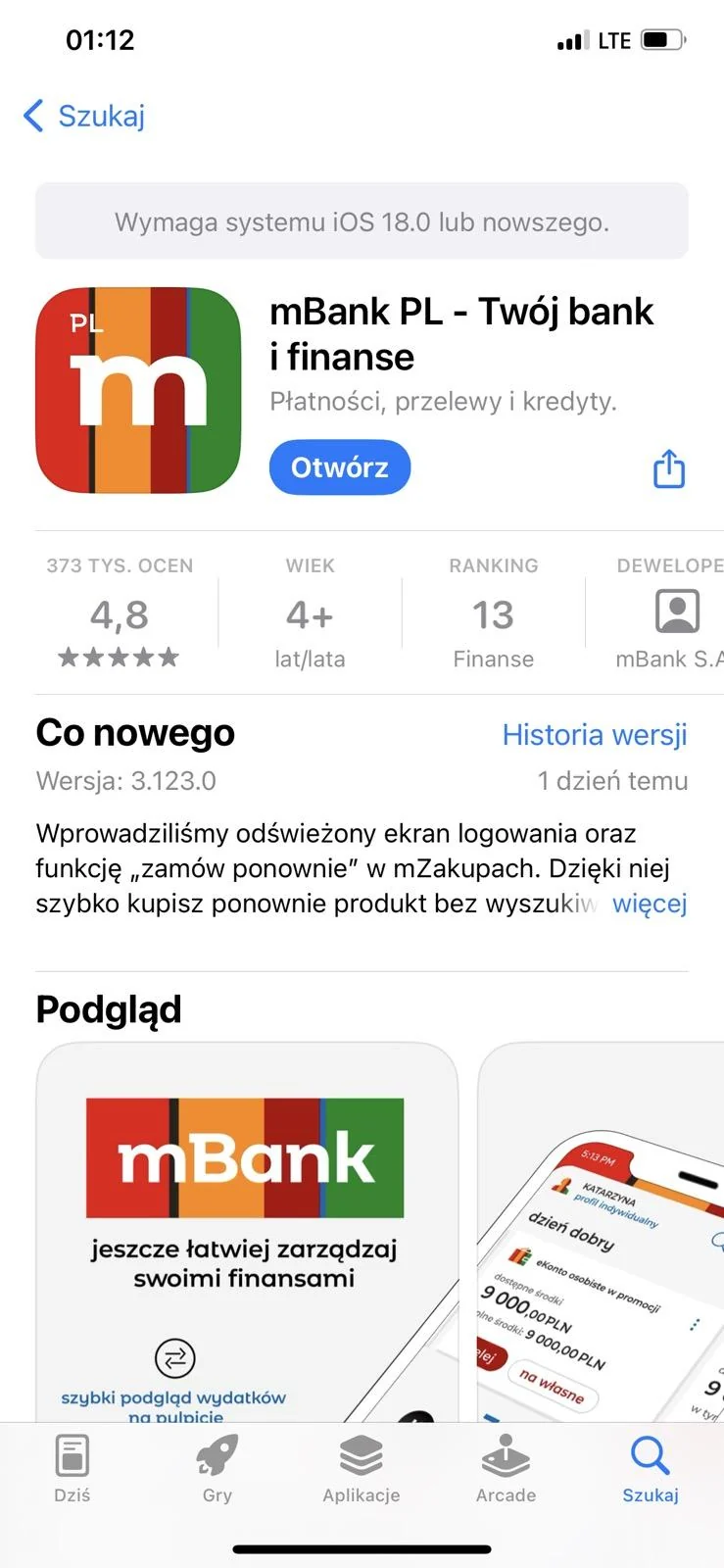 Aplikacja mBank PL w sklepie App Store