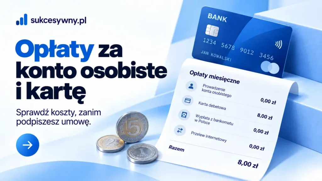 Opłaty za konto osobiste i kartę przedstawione jako przykładowe zestawienie kosztów.