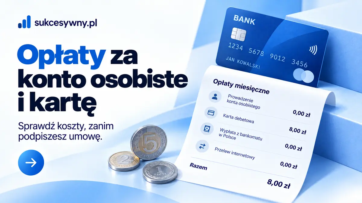 Opłaty za konto osobiste i kartę przedstawione jako przykładowe zestawienie kosztów.