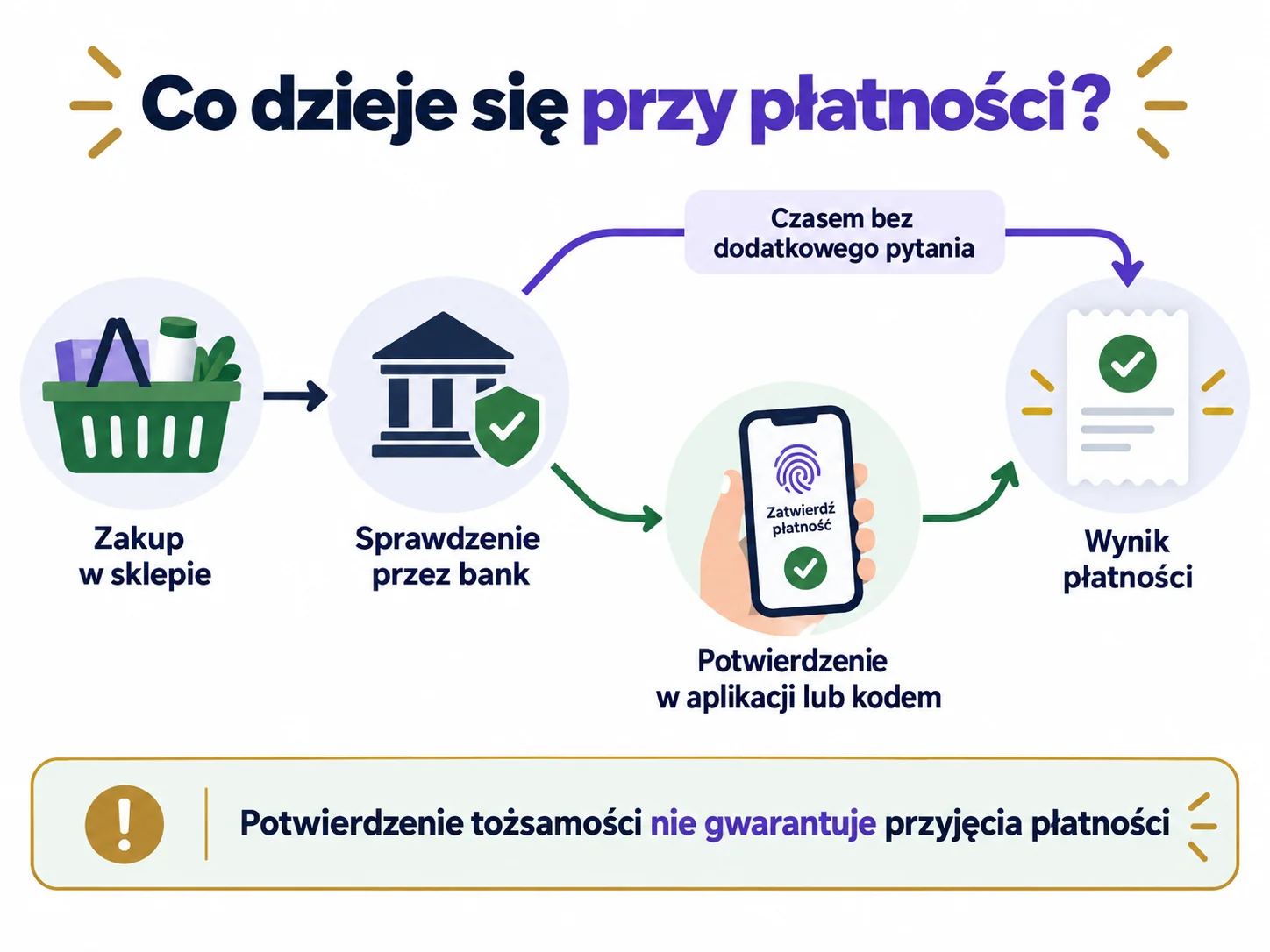 Przebieg płatności kartą z opcjonalnym potwierdzeniem 3D Secure