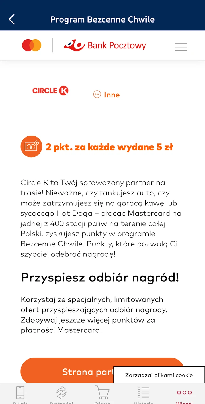 Szczegóły naliczania punktów u partnera Circle K