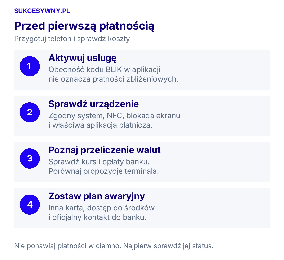 Przed pierwszą płatnością. Przygotuj telefon i sprawdź koszty