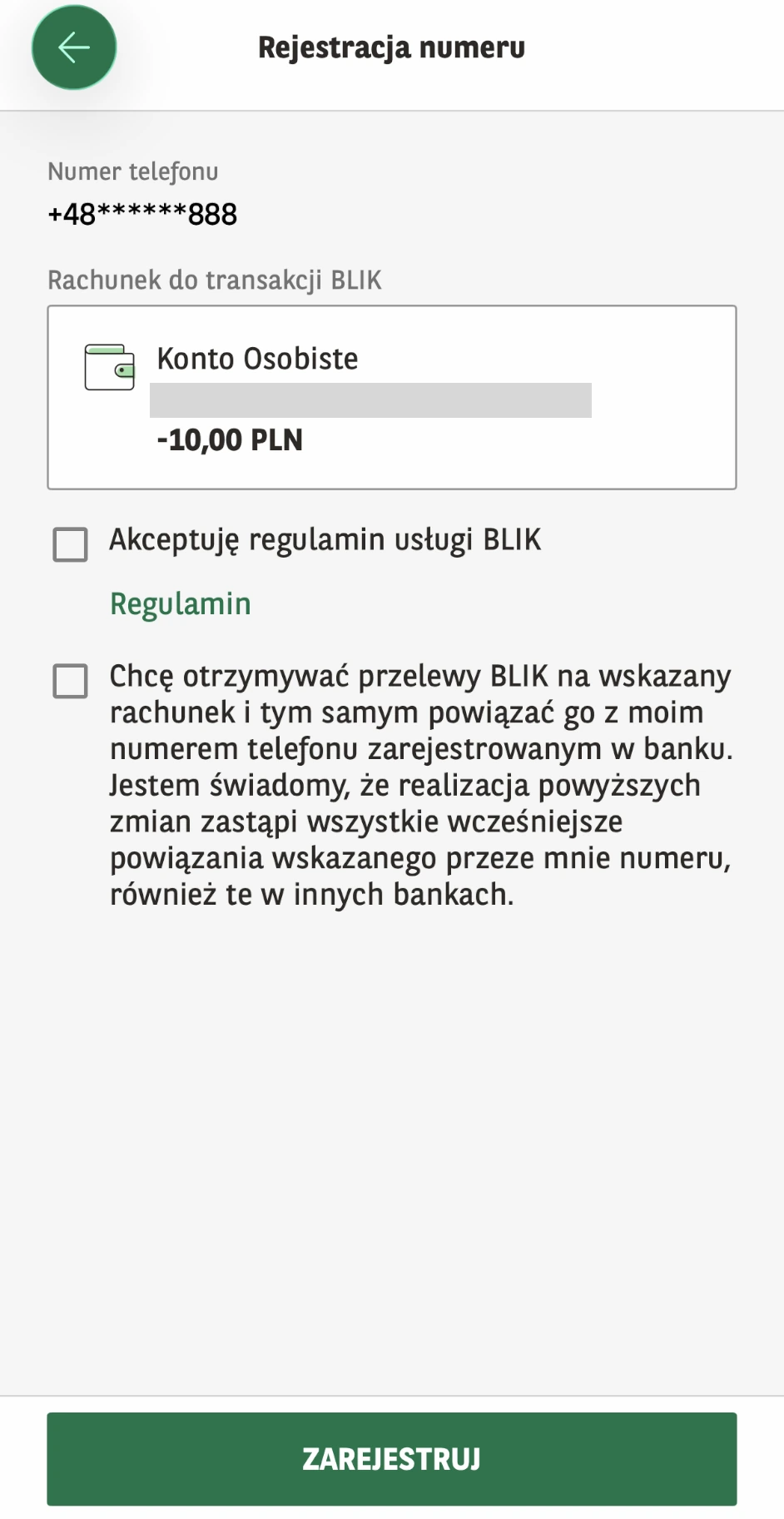 Rejestracja numeru BLIK w GOmobile z rachunkiem oraz zgodą na zastąpienie wcześniejszych powiązań