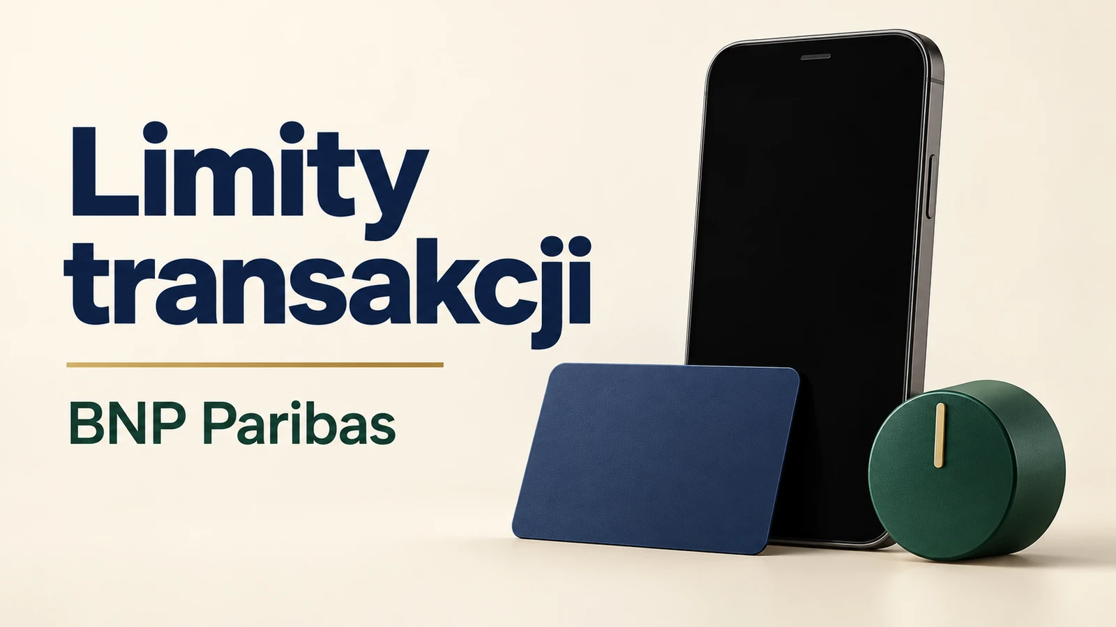 Limity transakcji w BNP Paribas, pusta karta, telefon i symbol ustawień.