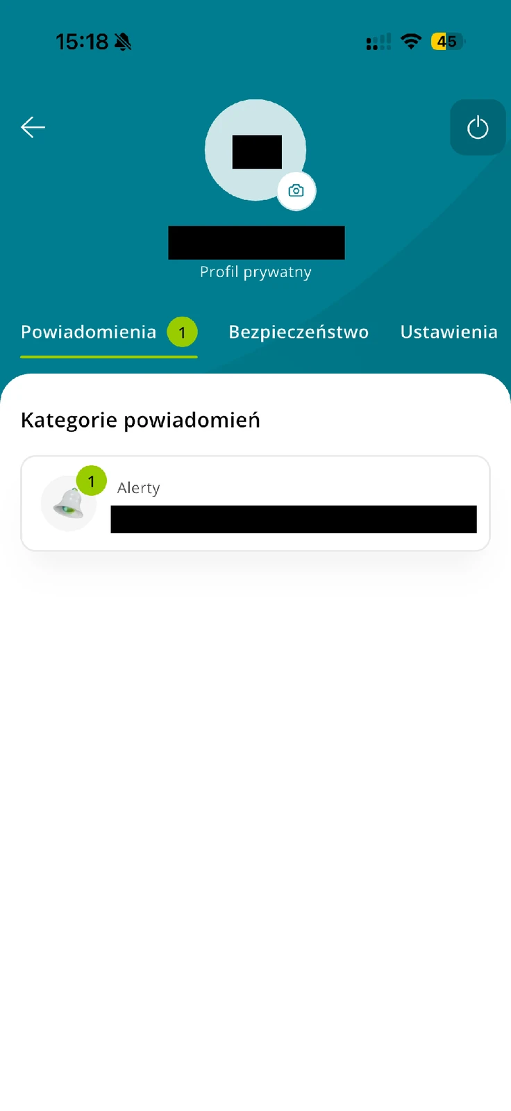Profil CA24 Mobile z zakładką Ustawienia