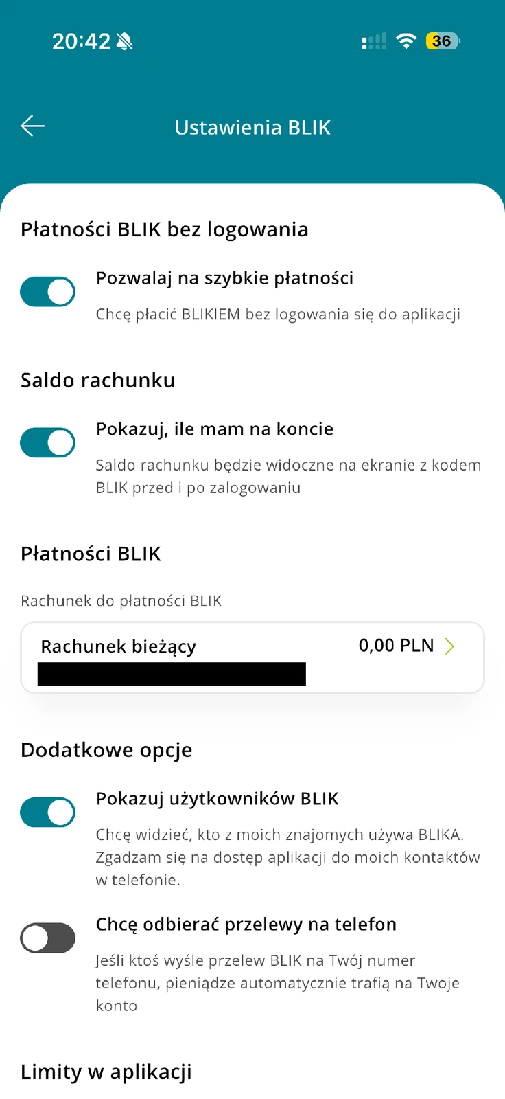 Ustawienia BLIK w Credit Agricole z rachunkiem do płatności i szybkimi płatnościami
