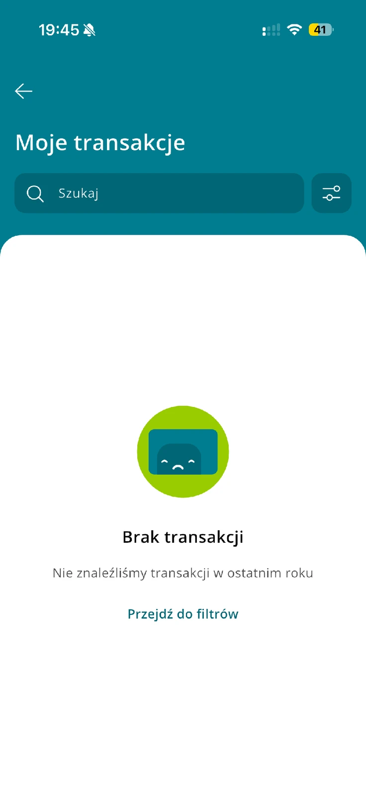 Pusta historia Credit Agricole po usunięciu filtra miesiąca