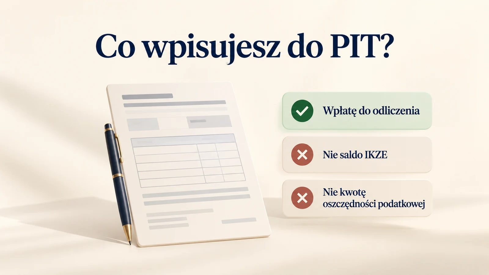 Do PIT wpisuje się wpłatę na IKZE podlegającą odliczeniu, a nie saldo rachunku ani oszczędność podatkową
