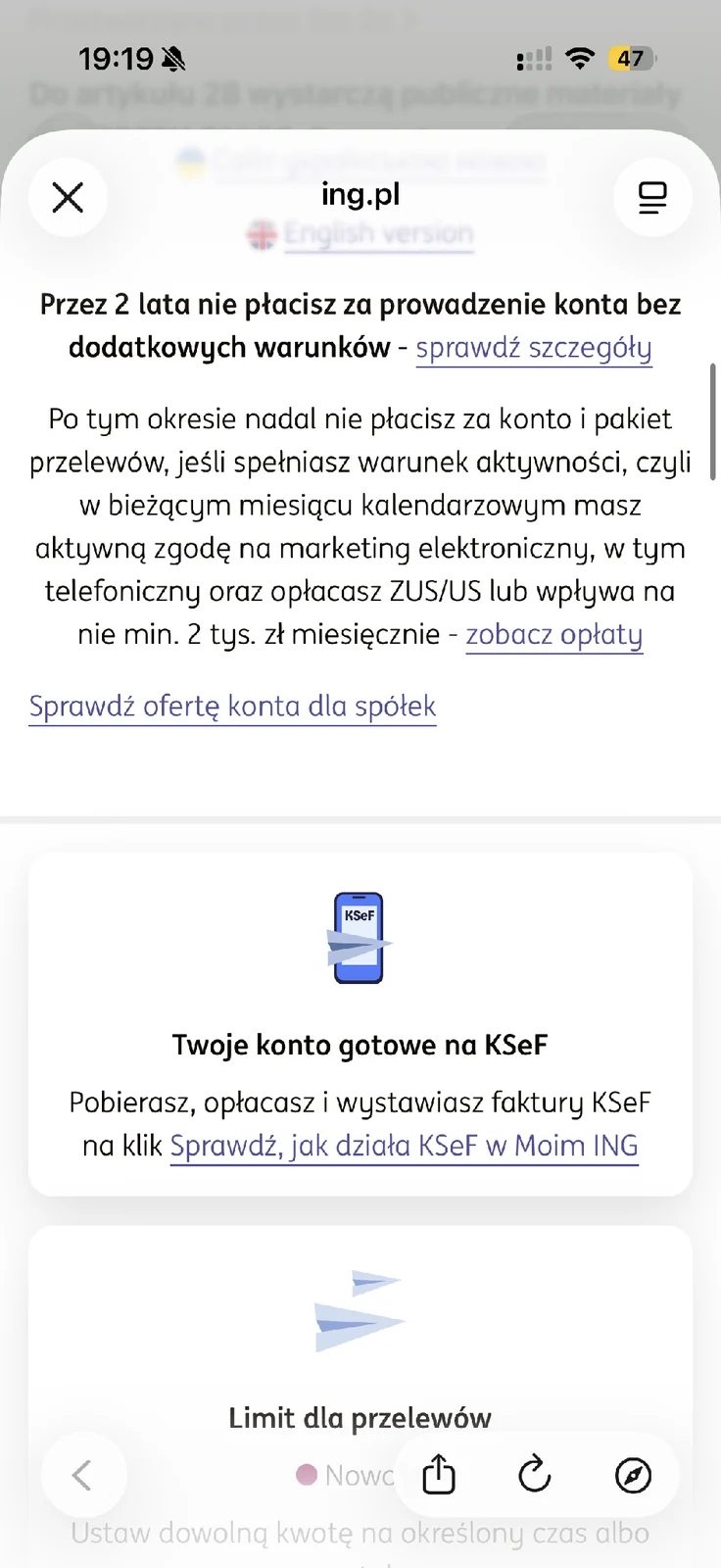 Warunki zwolnienia z opłaty za firmowe konto ING po promocji