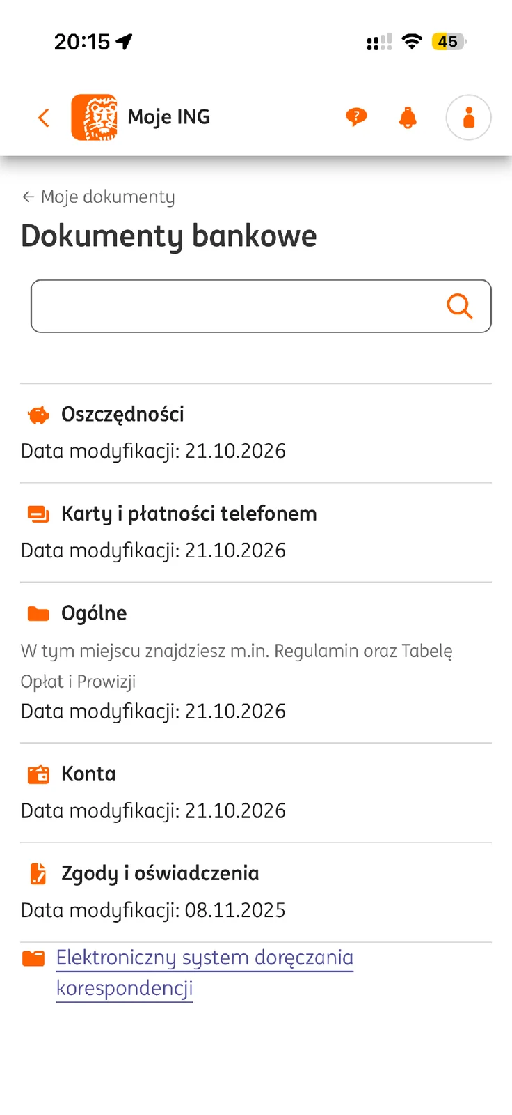 Katalog dokumentów bankowych ING bez prywatnej odpowiedzi na reklamację