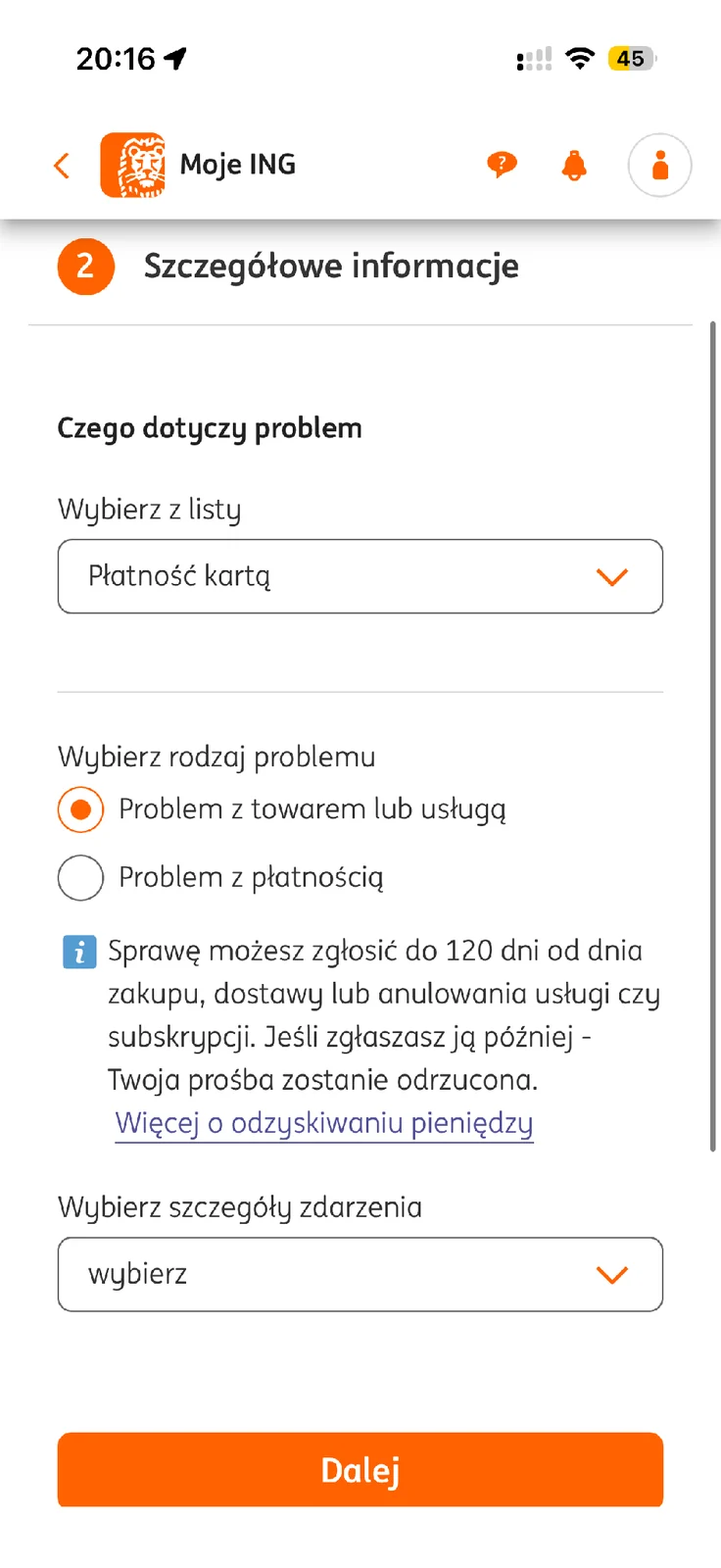 Chargeback w ING: Płatność kartą i Problem z towarem lub usługą