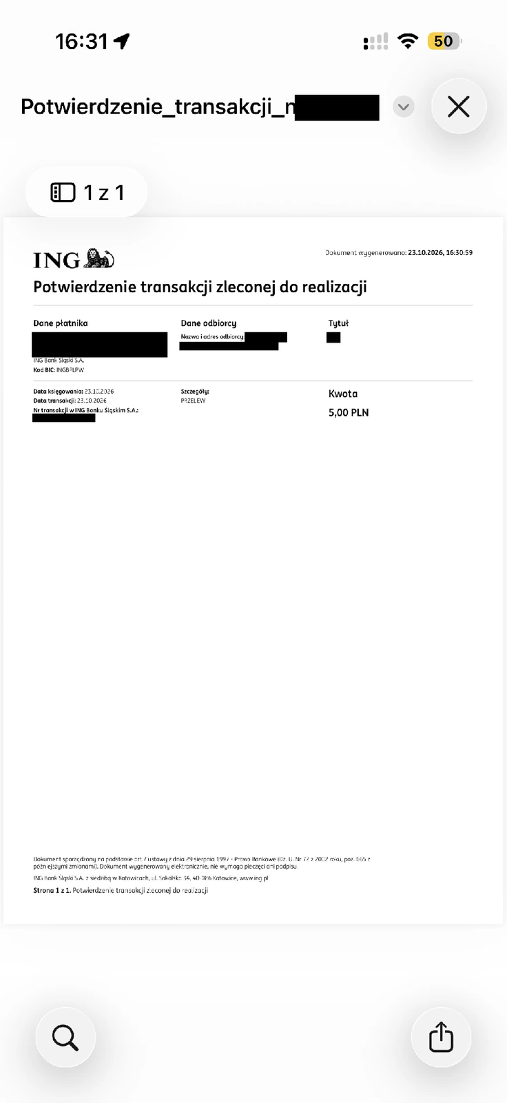 PDF ING Potwierdzenie transakcji zleconej do realizacji