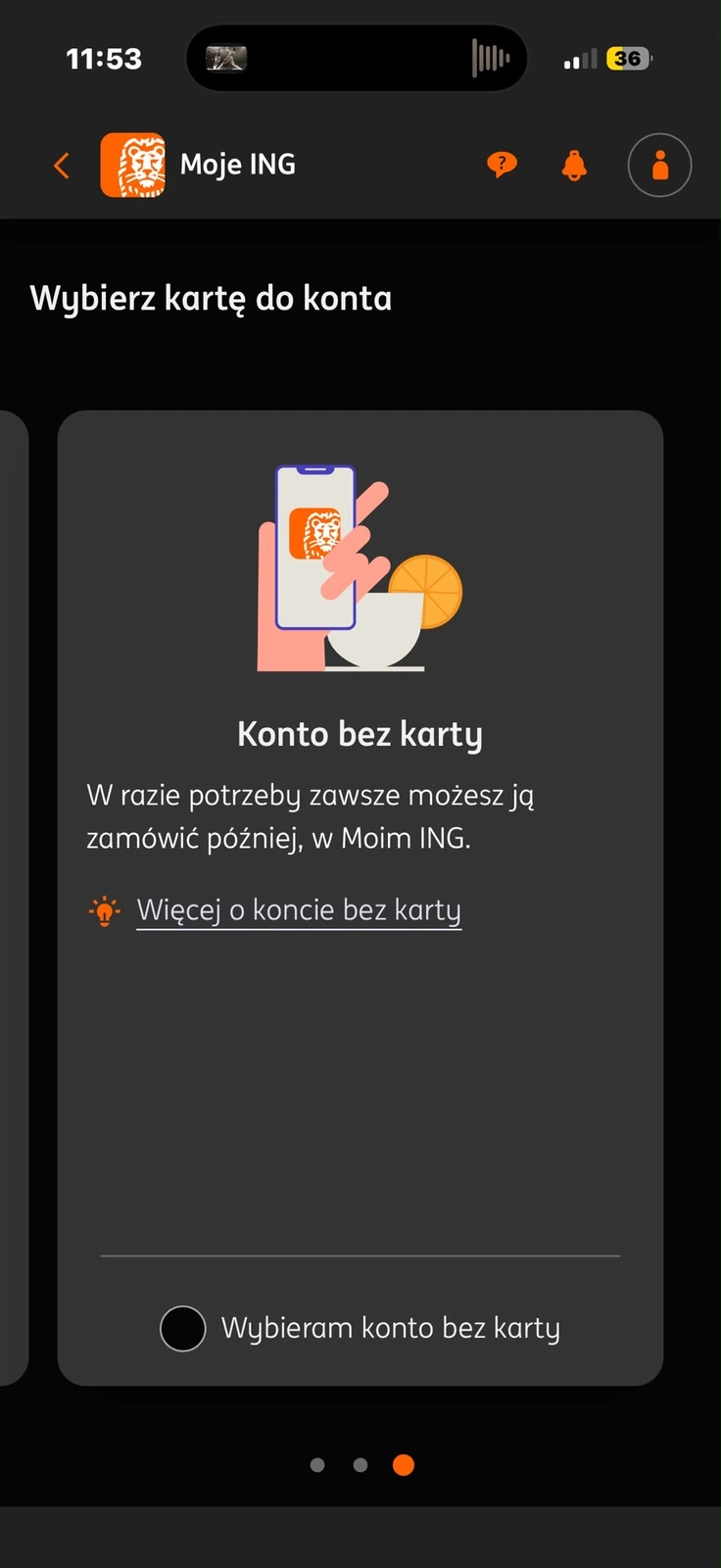 Możliwość otwarcia konta ING bez karty debetowej
