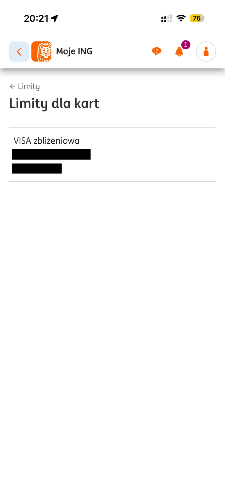 Wybór karty Visa przy zmianie limitów ING