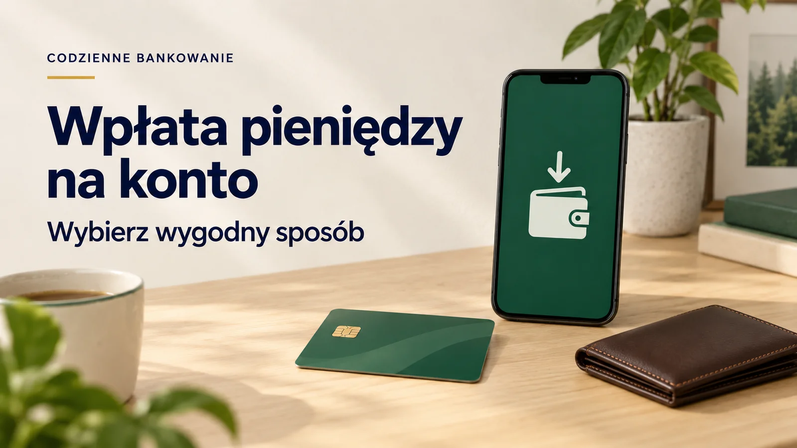 Wpłacanie pieniędzy na konto przez wpłatomat lub placówkę