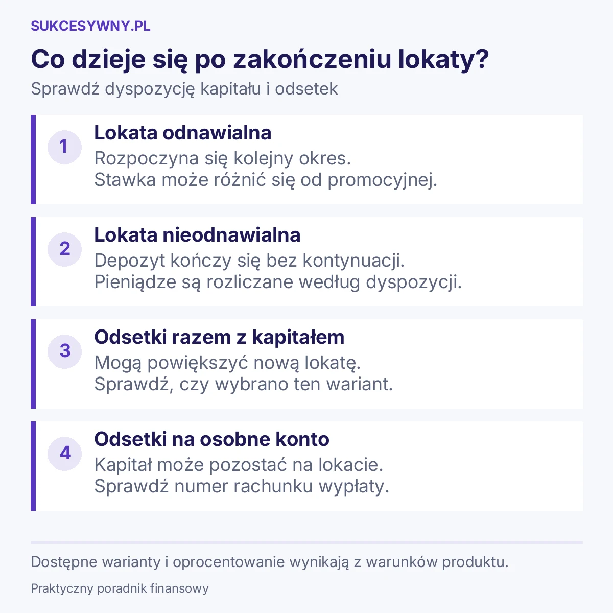 Co dzieje się po zakończeniu lokaty? Sprawdź dyspozycję kapitału i odsetek
