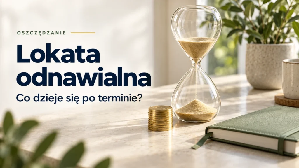 Lokata odnawialna. Klepsydra, monety i notes na jasnym biurku