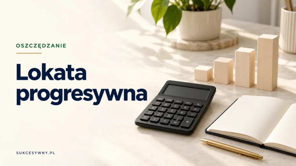 Kalkulator i stopniowo rosnące klocki ilustrujące lokatę progresywną
