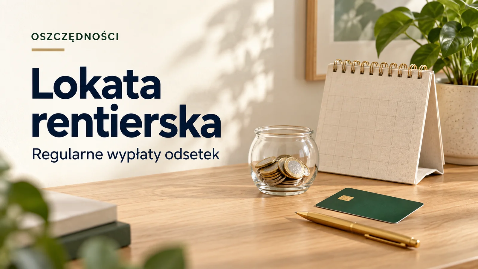 Kalendarz i monety, ilustracja regularnych wypłat odsetek z lokaty rentierskiej.