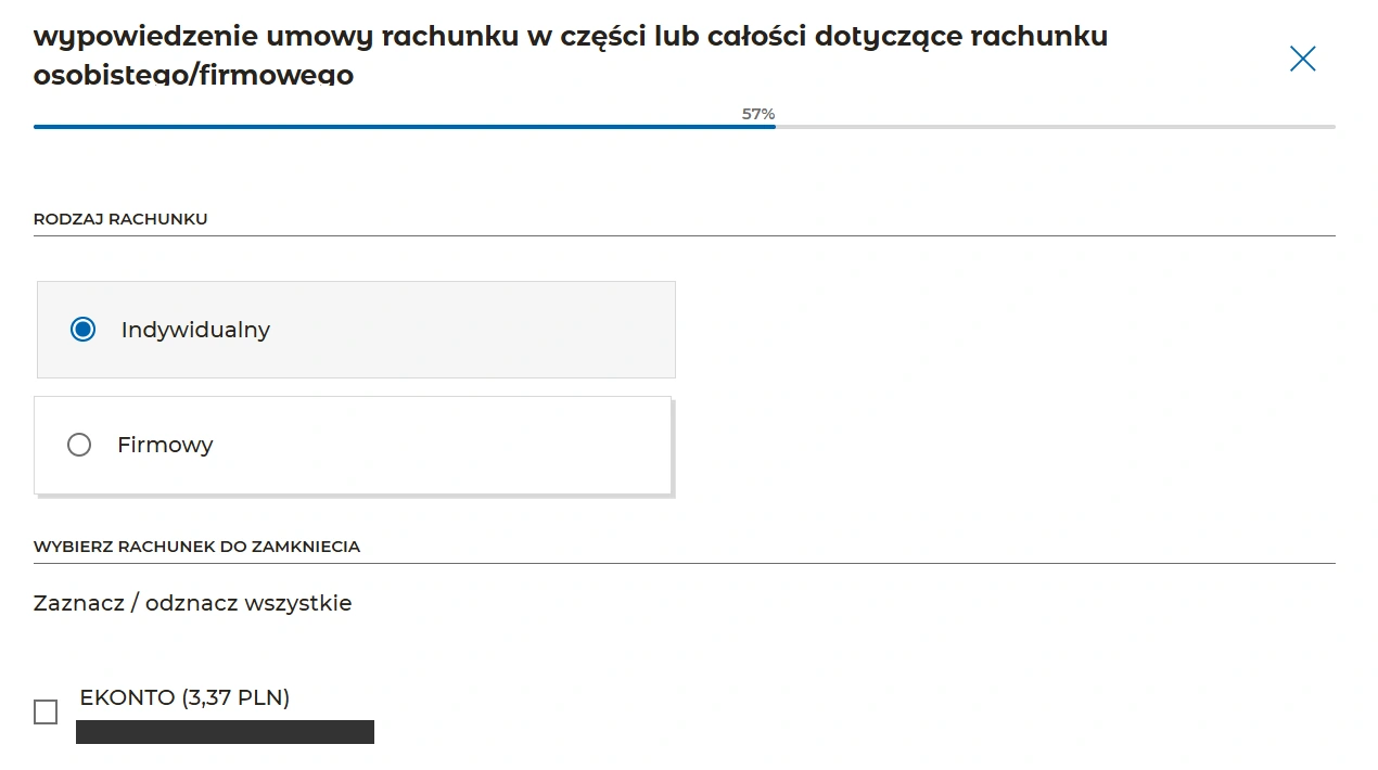 Zakres wypowiedzenia i wybór rachunku mBanku