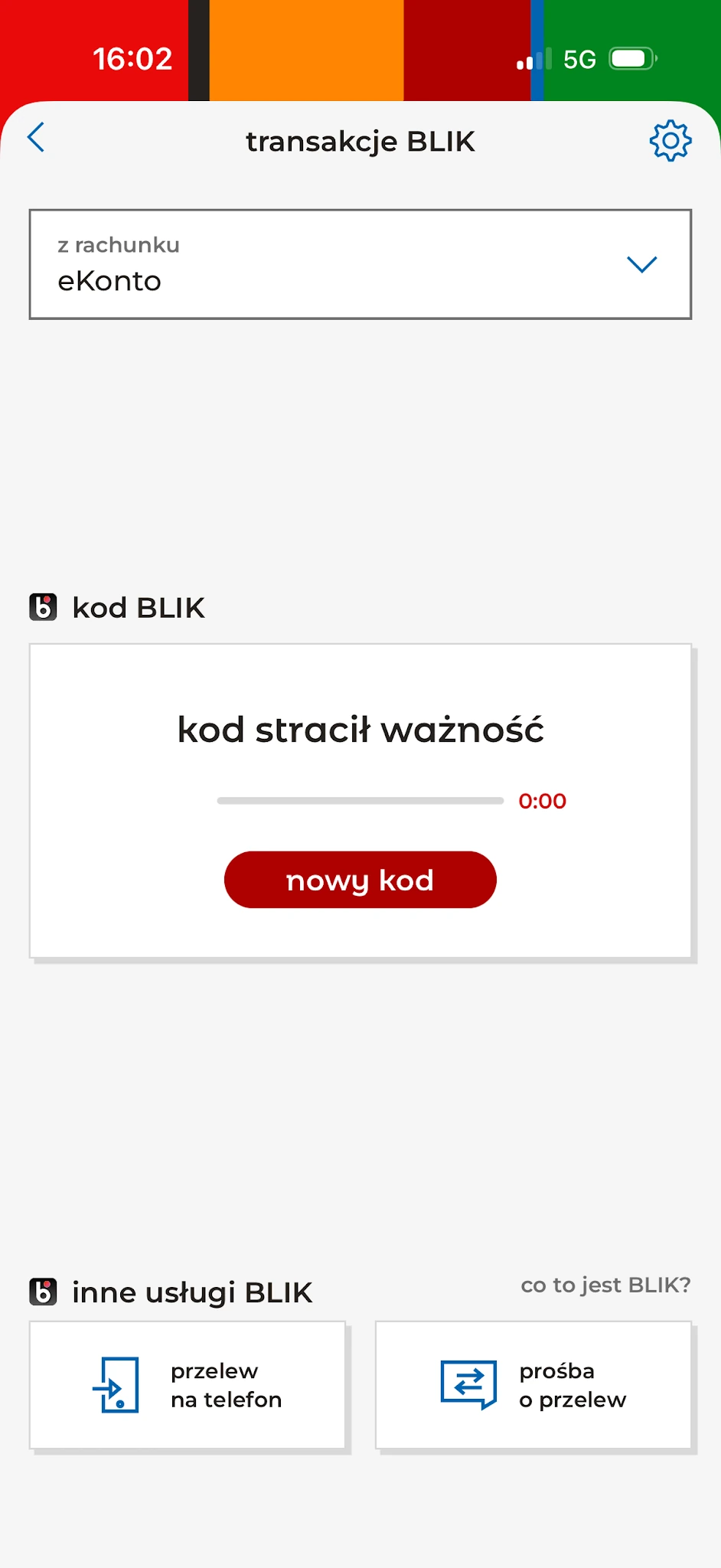 Ekran BLIK po wygaśnięciu kodu w mBanku