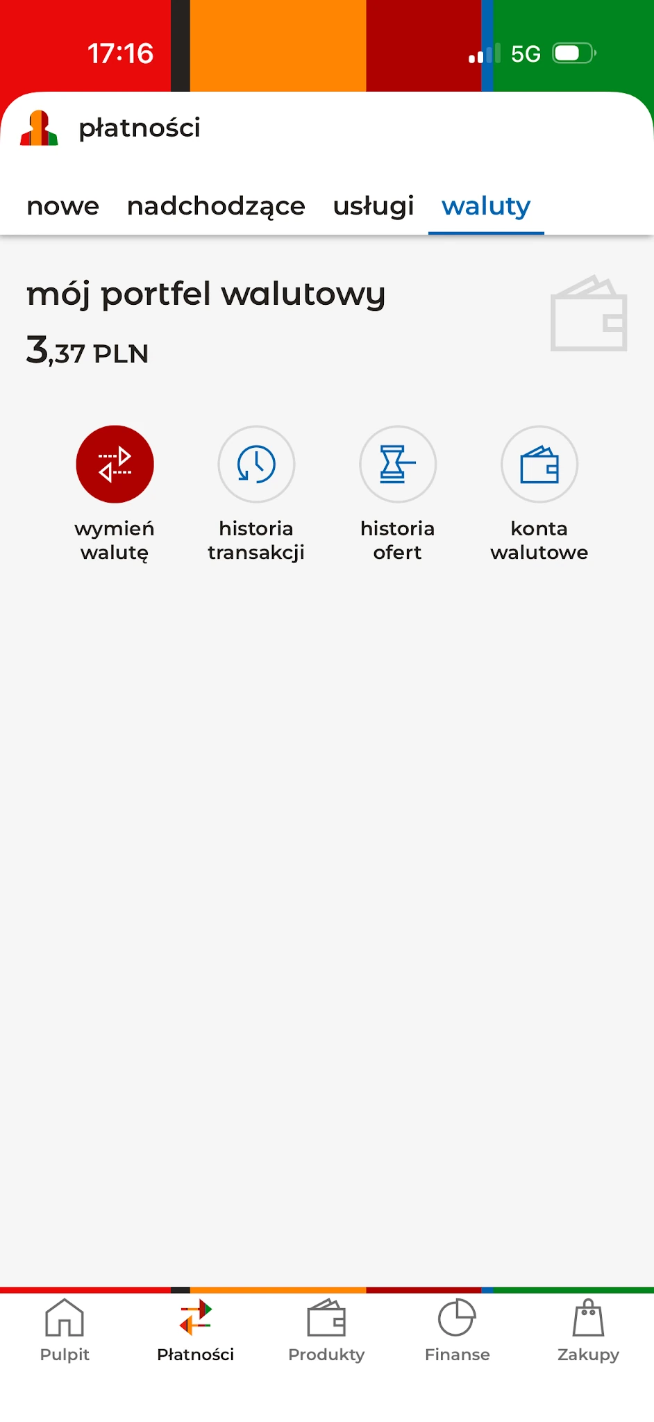 Zakładka Waluty w płatnościach mBanku