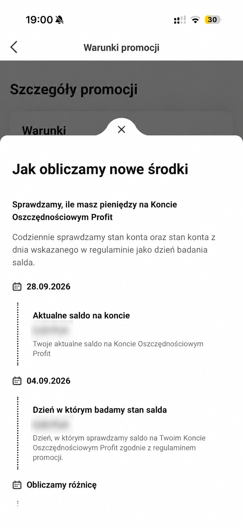 Wyjaśnienie salda progowego Konta Profit na ekranie Jak obliczamy nowe środki