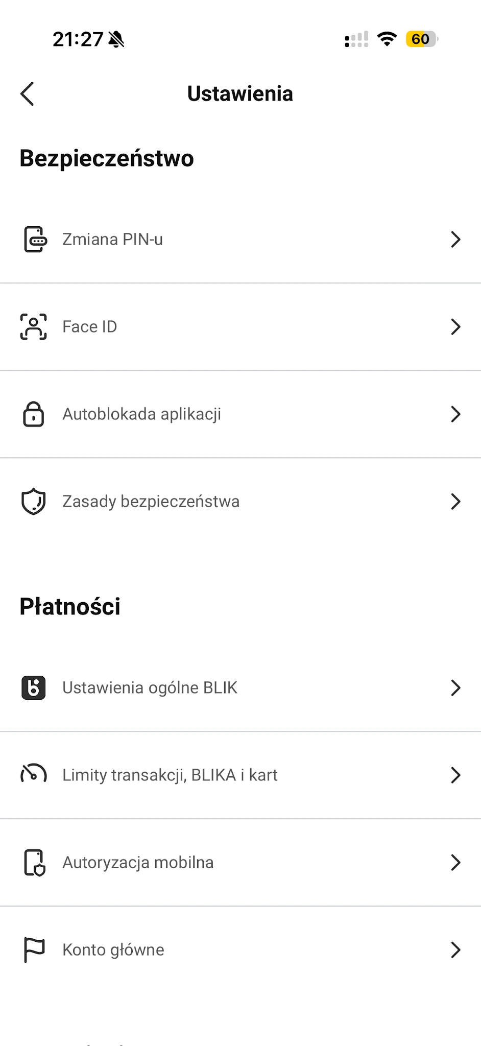 Ustawienia aplikacji Millennium: Face ID, autoblokada, limity i Autoryzacja mobilna