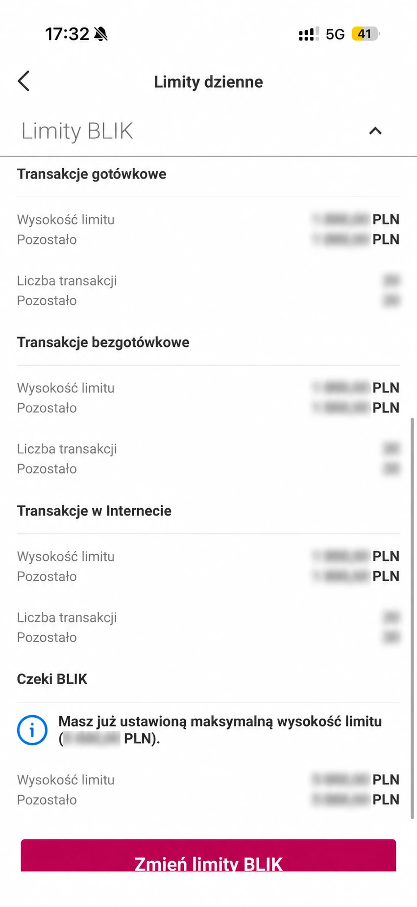 Limity dzienne BLIK w Millennium dla gotówki, zakupów i internetu