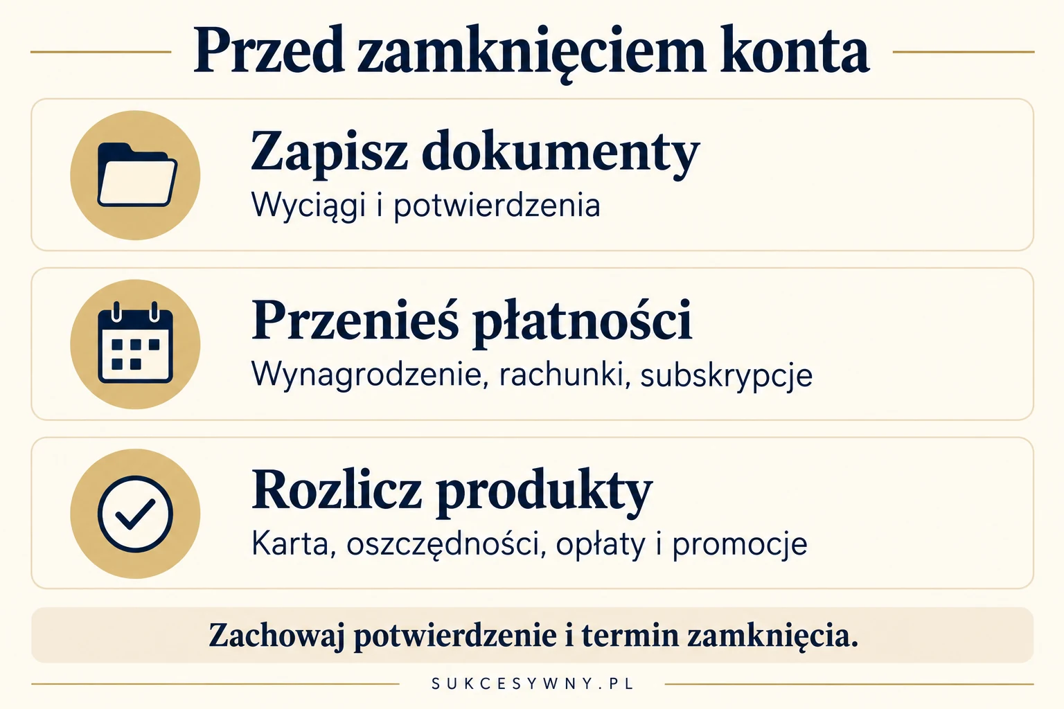 Lista przygotowań do zamknięcia konta: dokumenty, płatności i rozliczenie produktów