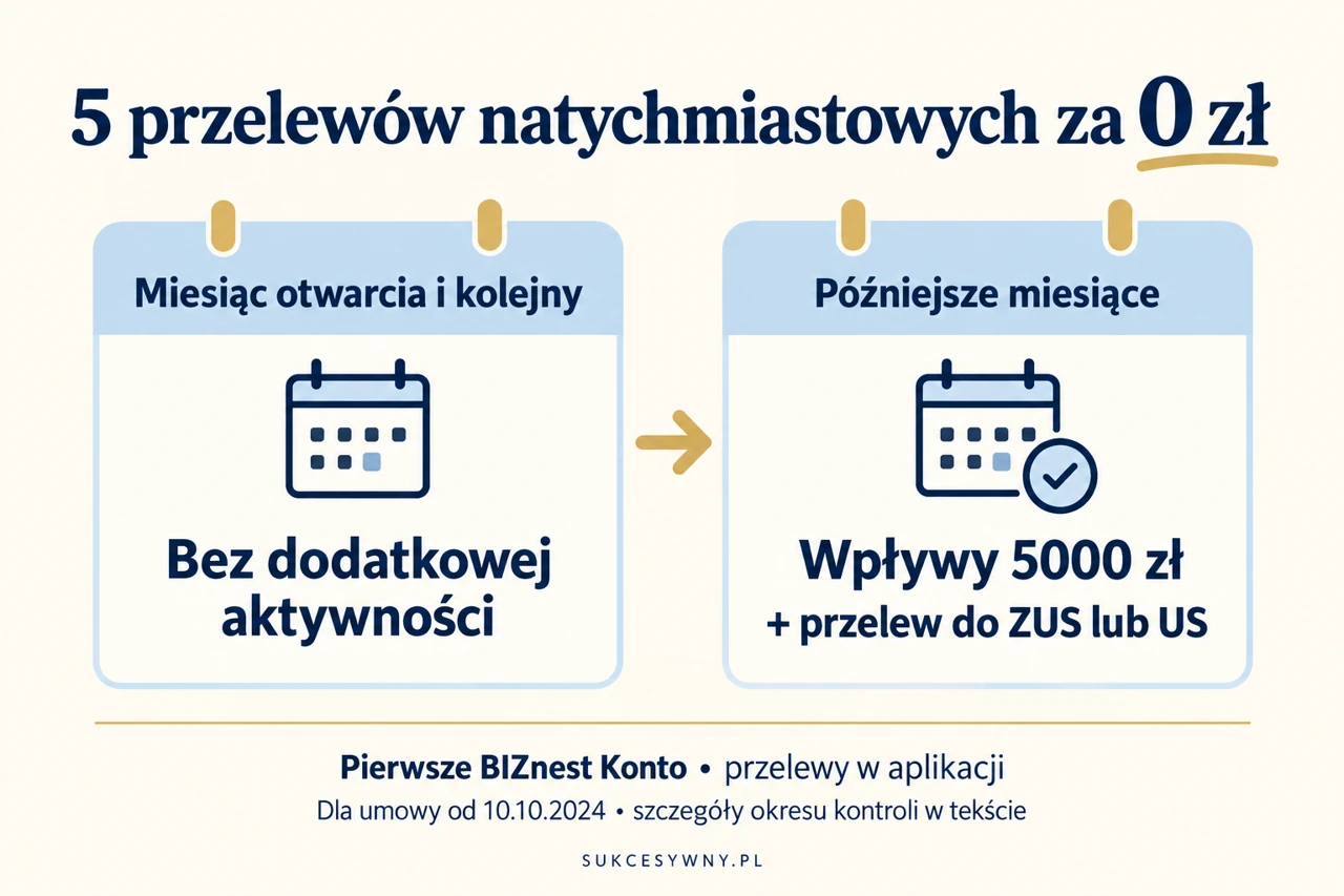 Warunki pięciu bezpłatnych przelewów natychmiastowych w aplikacji Nest Banku