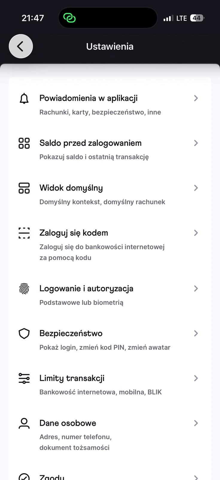 Ustawienia aplikacji Nest Banku: powiadomienia, logowanie, bezpieczeństwo i limity