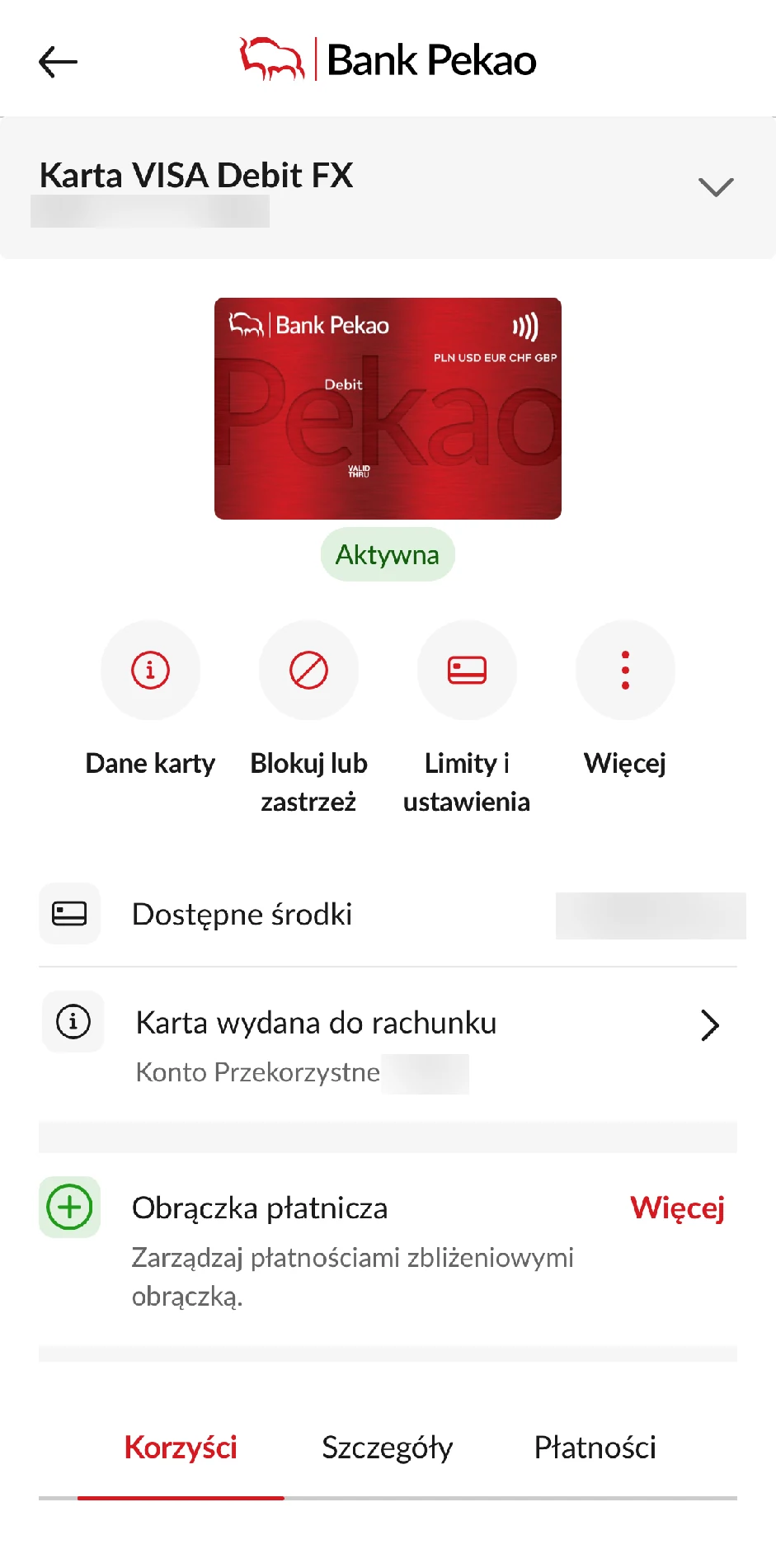 Ekran karty do Konta Przekorzystnego w aplikacji PeoPay
