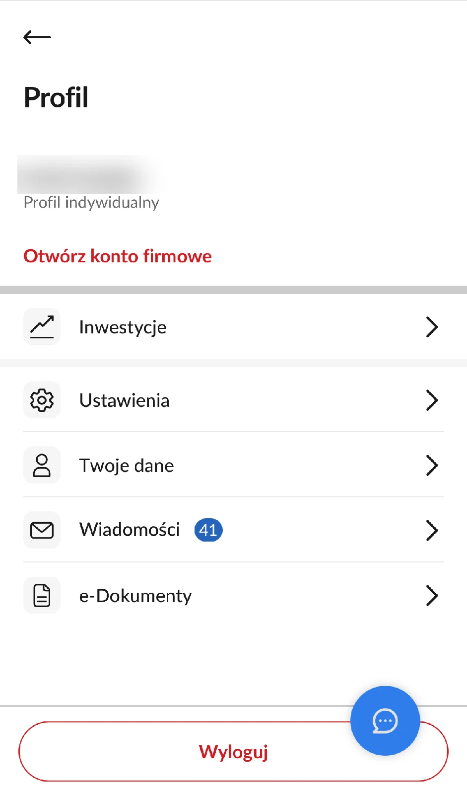 Profil w Pekao24 z opcją Ustawienia
