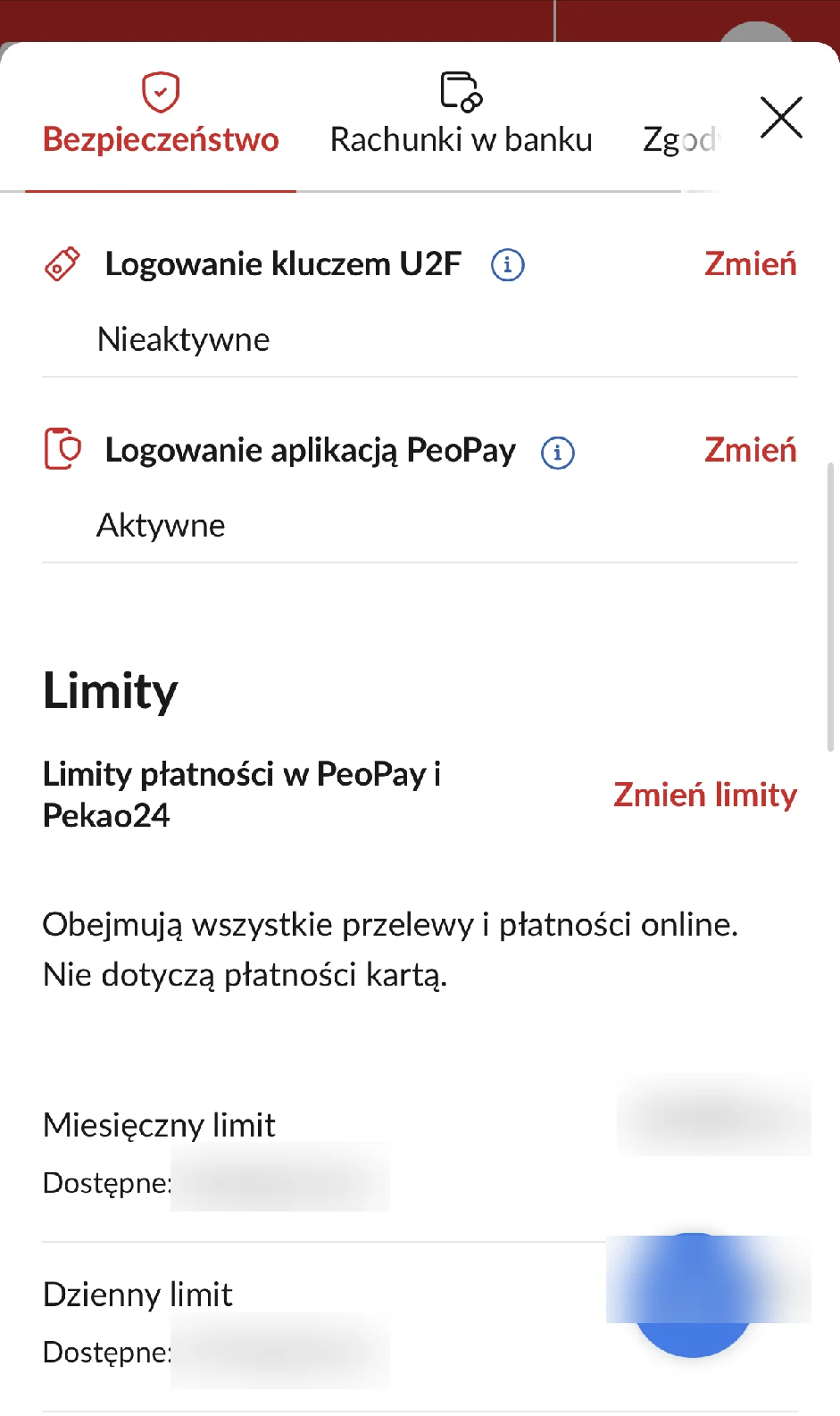 Ustawienia limitów przelewów w serwisie Pekao24