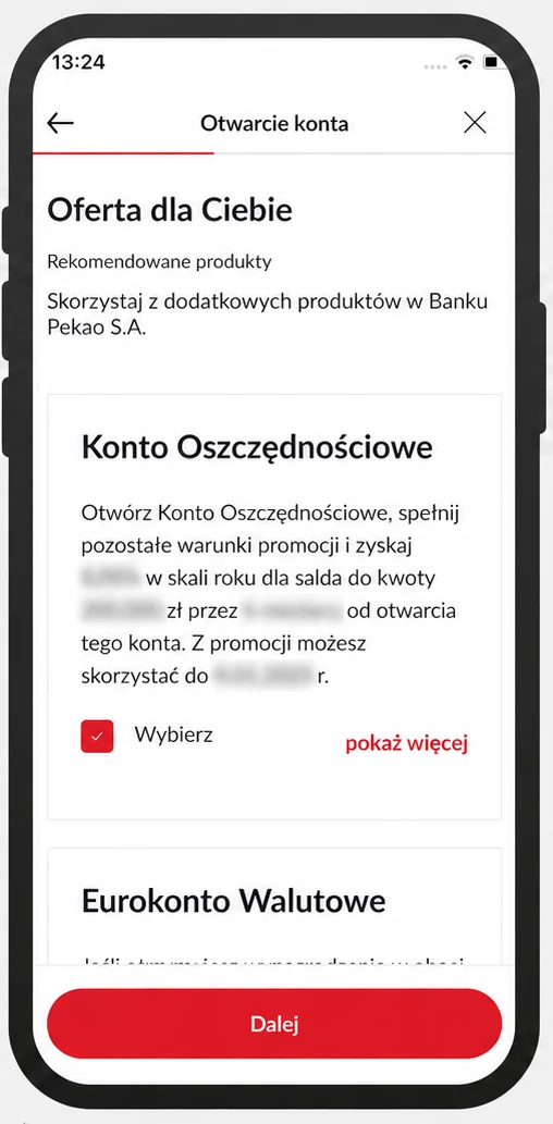 Wniosek PeoPay. Propozycja Konta Oszczędnościowego i rachunku walutowego