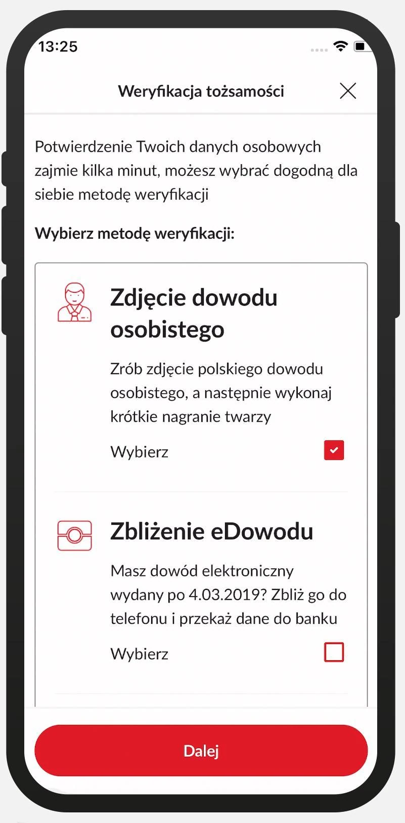Wniosek PeoPay. Zdjęcie dowodu albo zbliżenie eDowodu