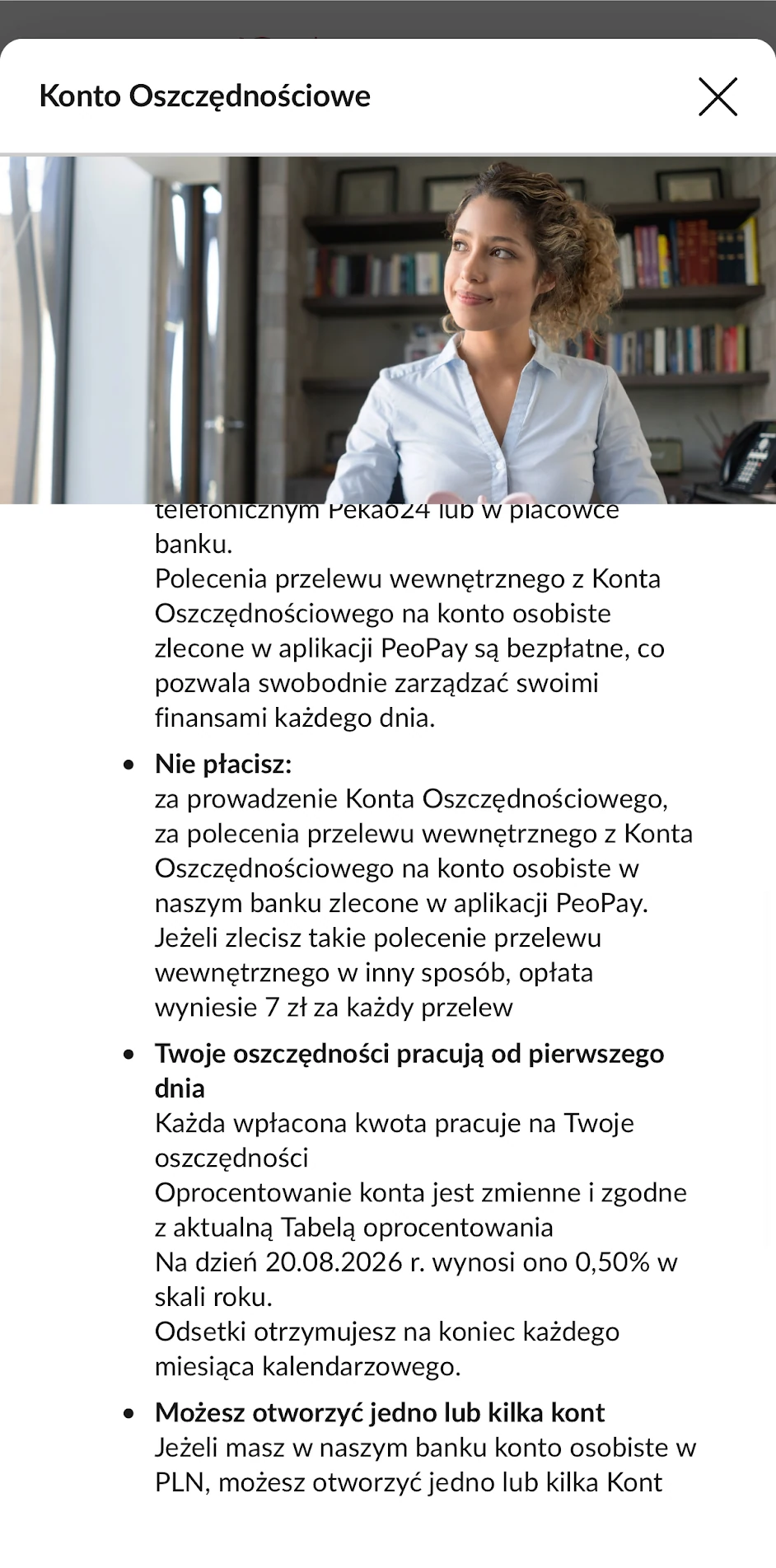 Opis Konta Oszczędnościowego w PeoPay z opłatą za przelew i stawką standardową