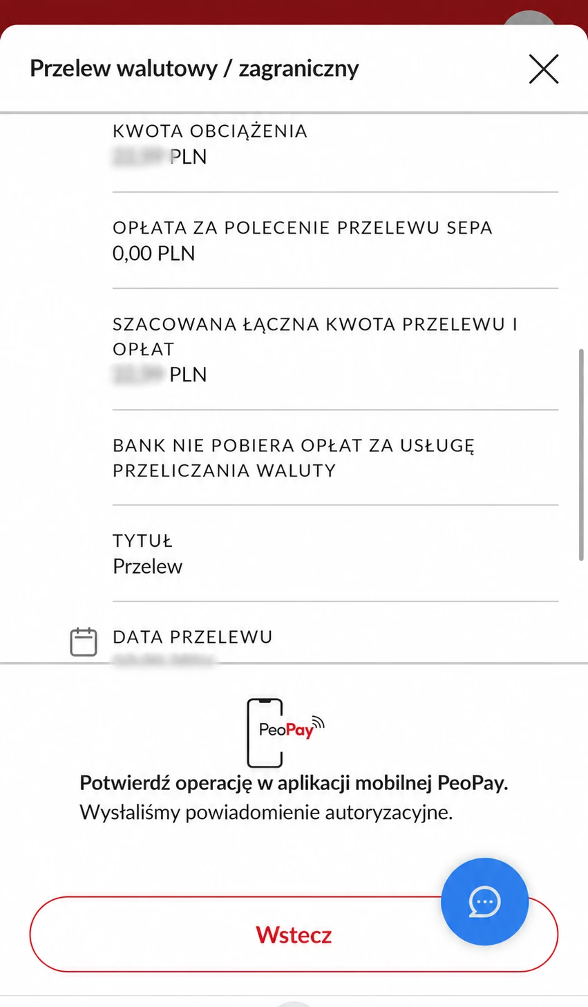 Pekao24. Opłata za SEPA i oczekiwanie na autoryzację