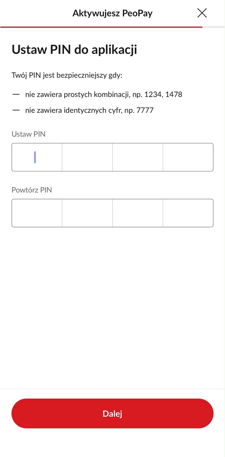 Ustawienie nowego PIN do aplikacji PeoPay na nowym telefonie