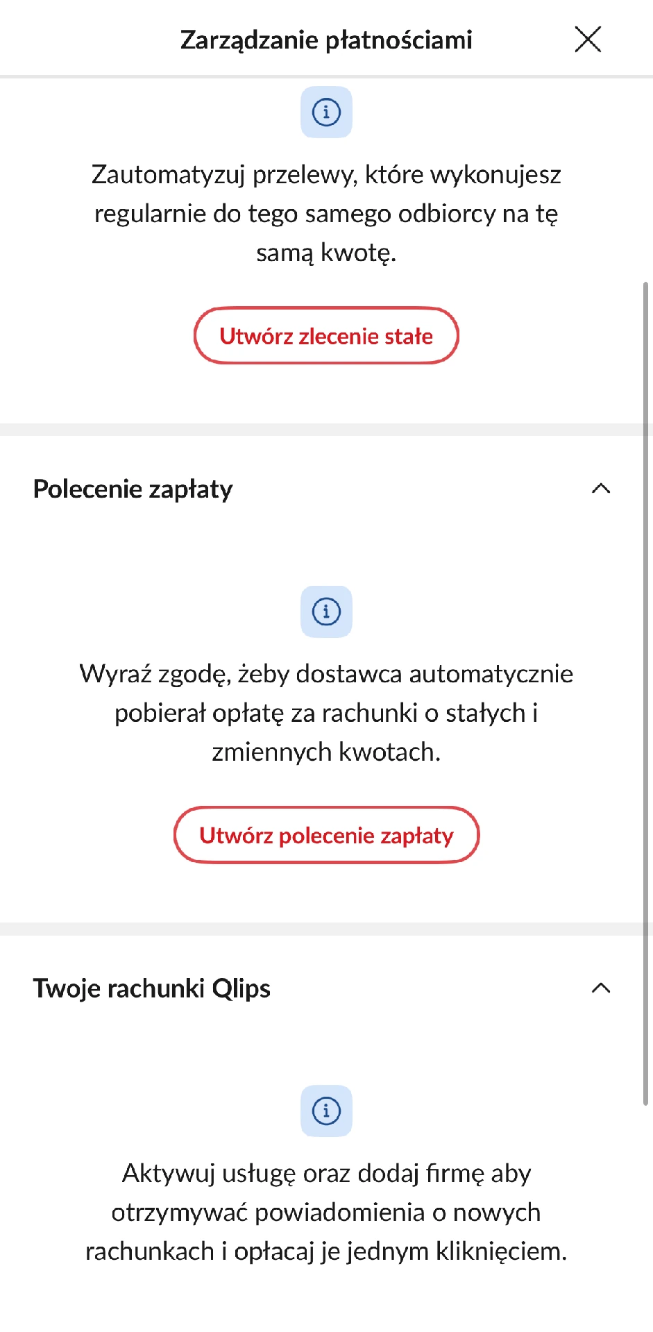 Dodawanie i kontrola polecenia zapłaty w Pekao