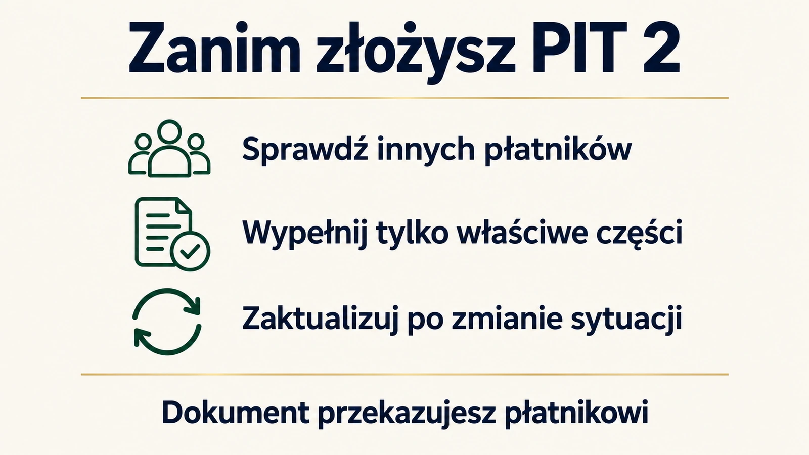 Kontrola przed złożeniem PIT 2: inni płatnicy, właściwe części i aktualizacja danych