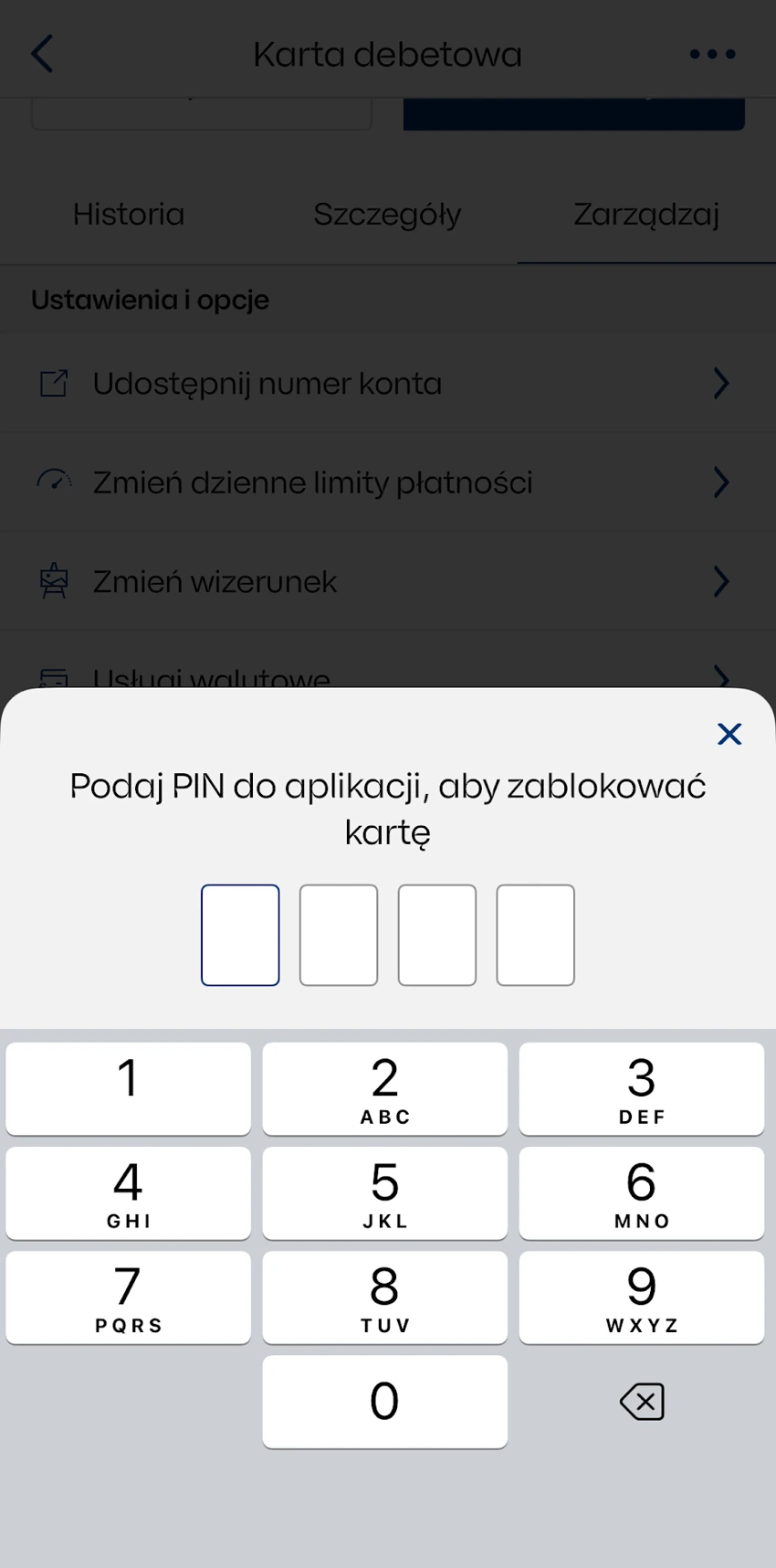 Prośba o PIN przed czasowym zablokowaniem karty w IKO