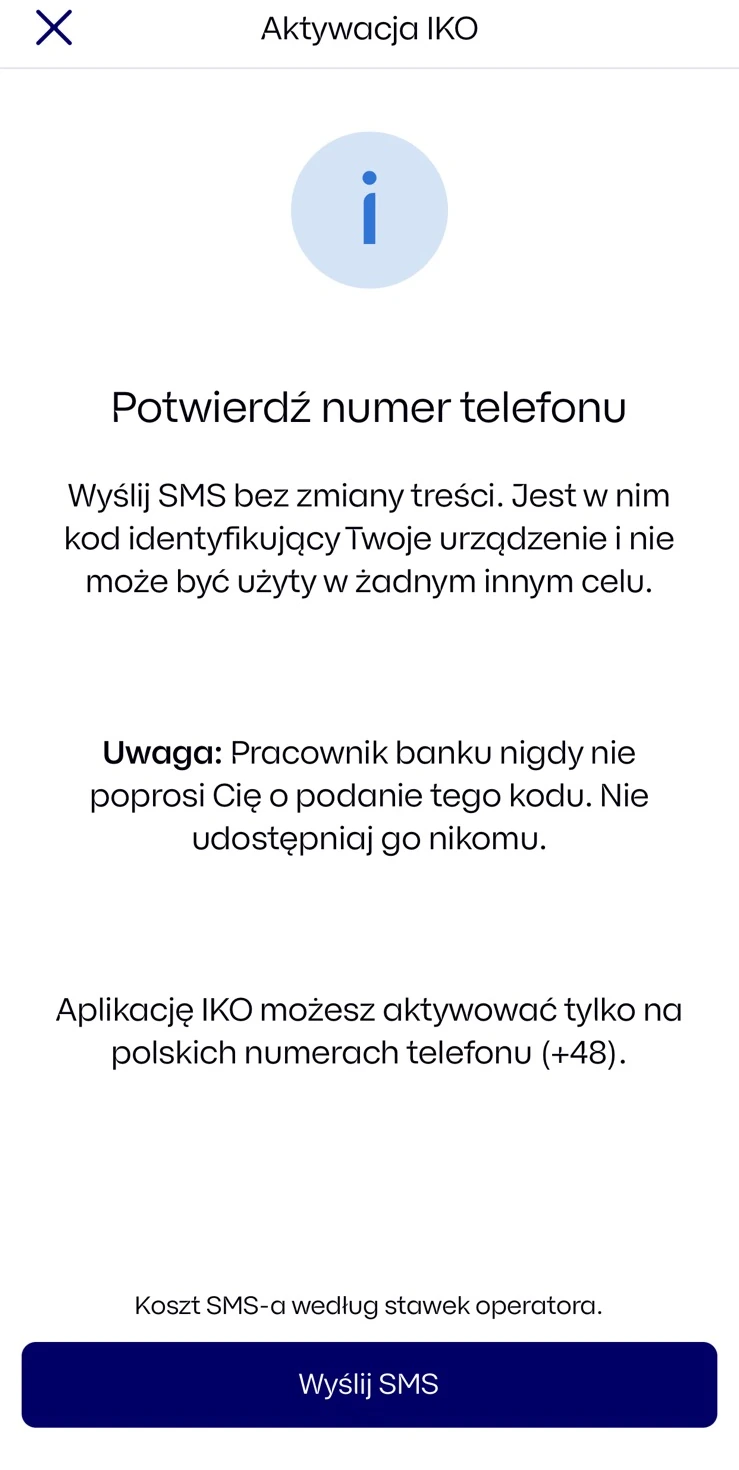 Instrukcja wysłania SMS w celu potwierdzenia numeru przy aktywacji IKO
