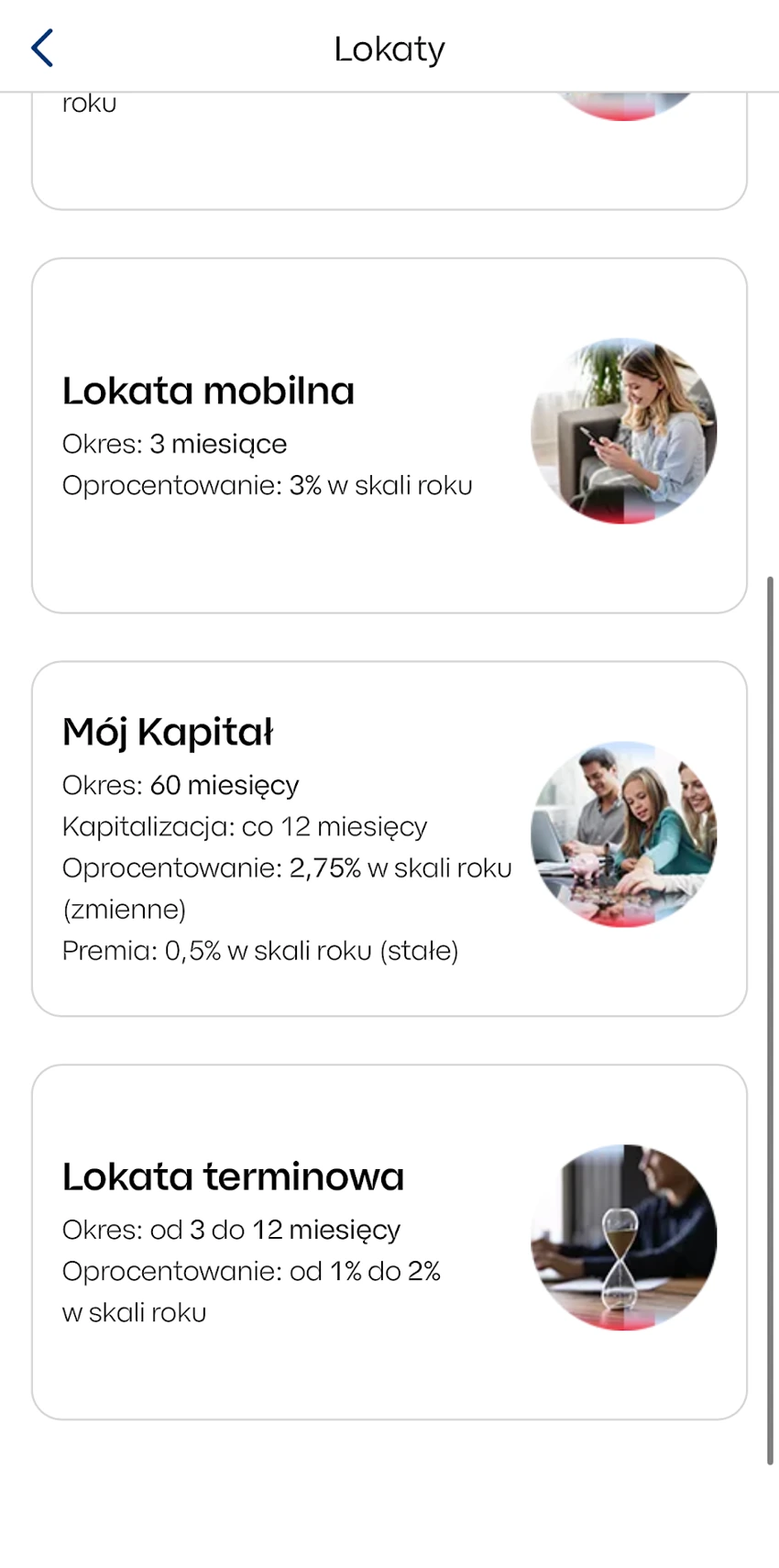 Dalsza część listy oszczędności IKO z lokatą mobilną, Moim Kapitałem i lokatą terminową