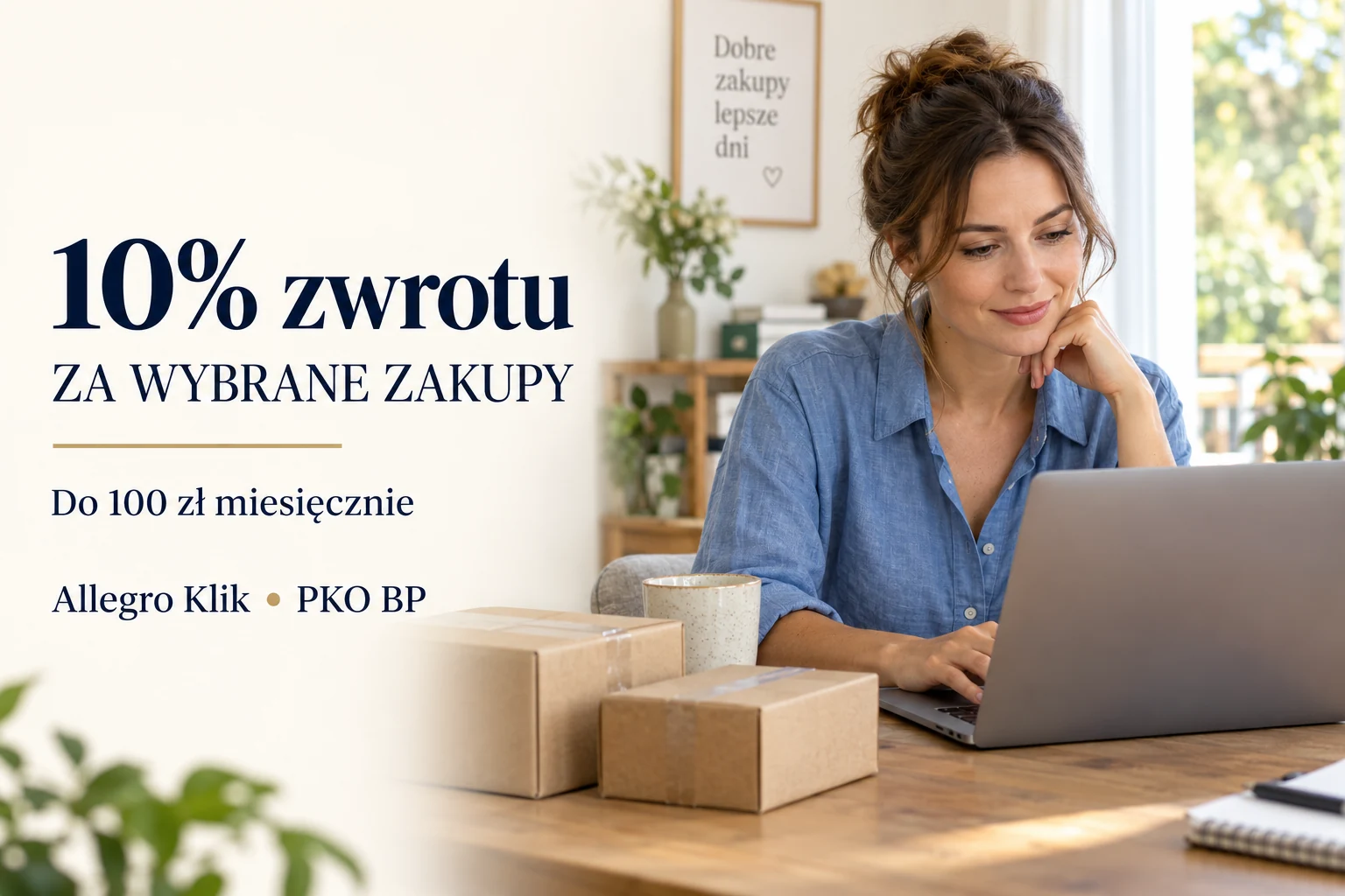 Allegro Klik i PKO BP: 10% zwrotu za wybrane zakupy, do 100 zł miesięcznie