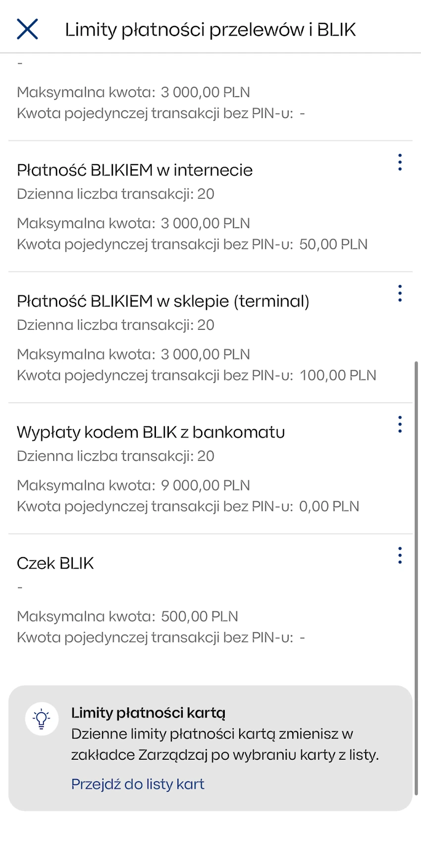 Limit wypłat kodem BLIK z bankomatu na liście limitów IKO