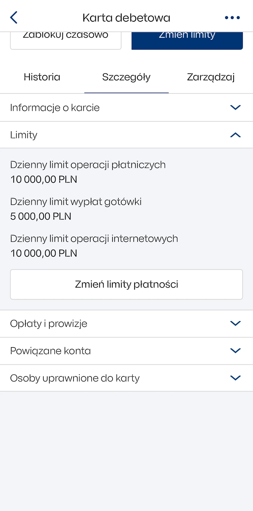 Szczegóły karty w IKO z dziennym limitem wypłat gotówki 5000 zł