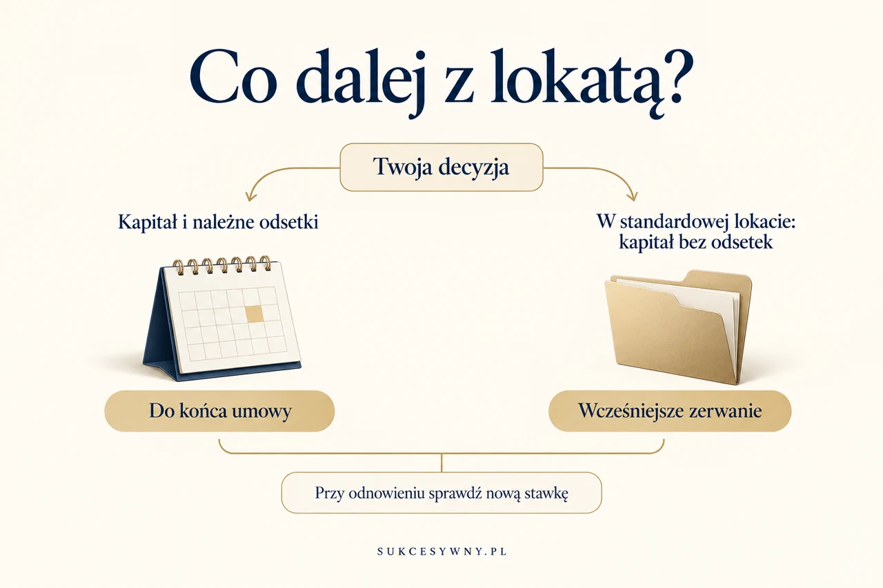 Porównanie zakończenia standardowej lokaty w terminie i wcześniejszego zerwania